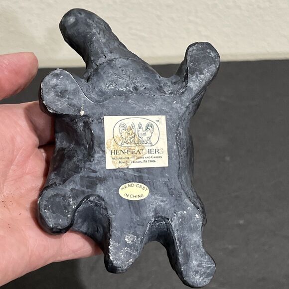 Hand Cast Clay Pottery Turtle Trinket Box Hen-Feathers - Picture 10 of 11